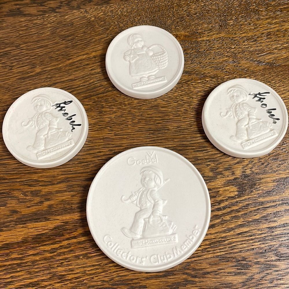 Goebel Hummel Ceramic Collectors Club Discs/Plates , 4 total, Vintage 70’s